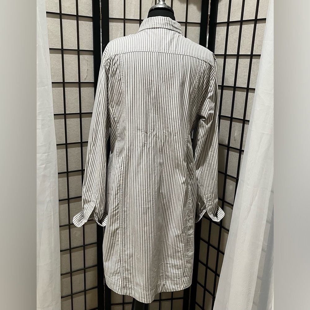 Norma Kamali GRAY Striped TWIST FRONT SHIRT DRESS WOMEN SIZE XL - Picture 7 of 11